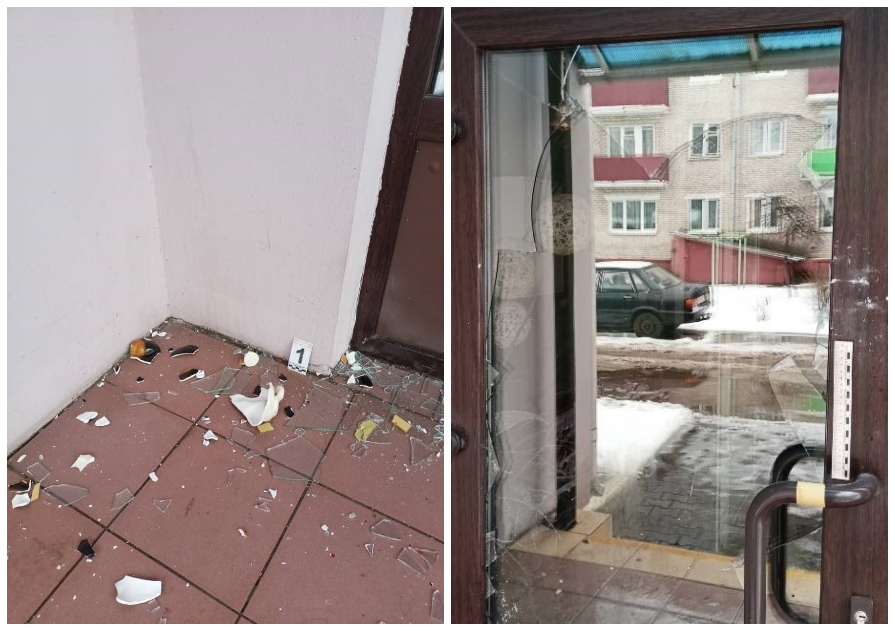 В Лиде пьяный мужчина разбил стекло входной двери в госучреждение